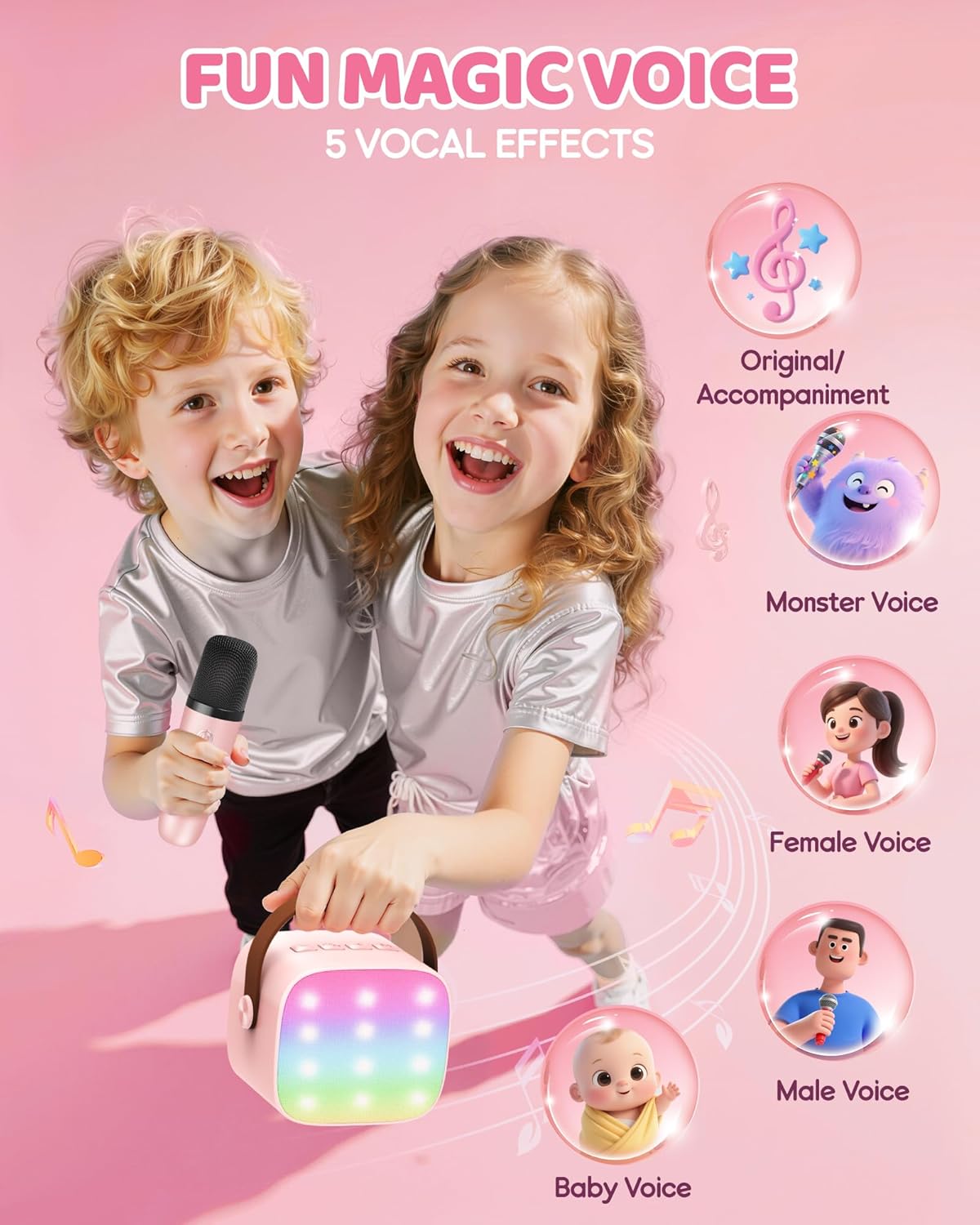 Davy | Portable Mini Karaoke Machine with Bluetooth Speaker and 2 Wireless Microphones – Veylo
