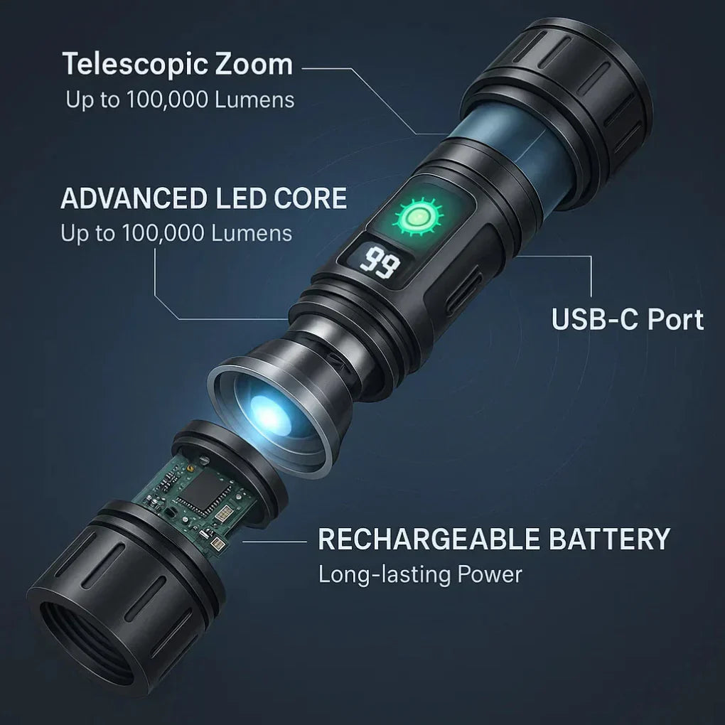 Davy | Powerful Flashlight with LCD Power Display