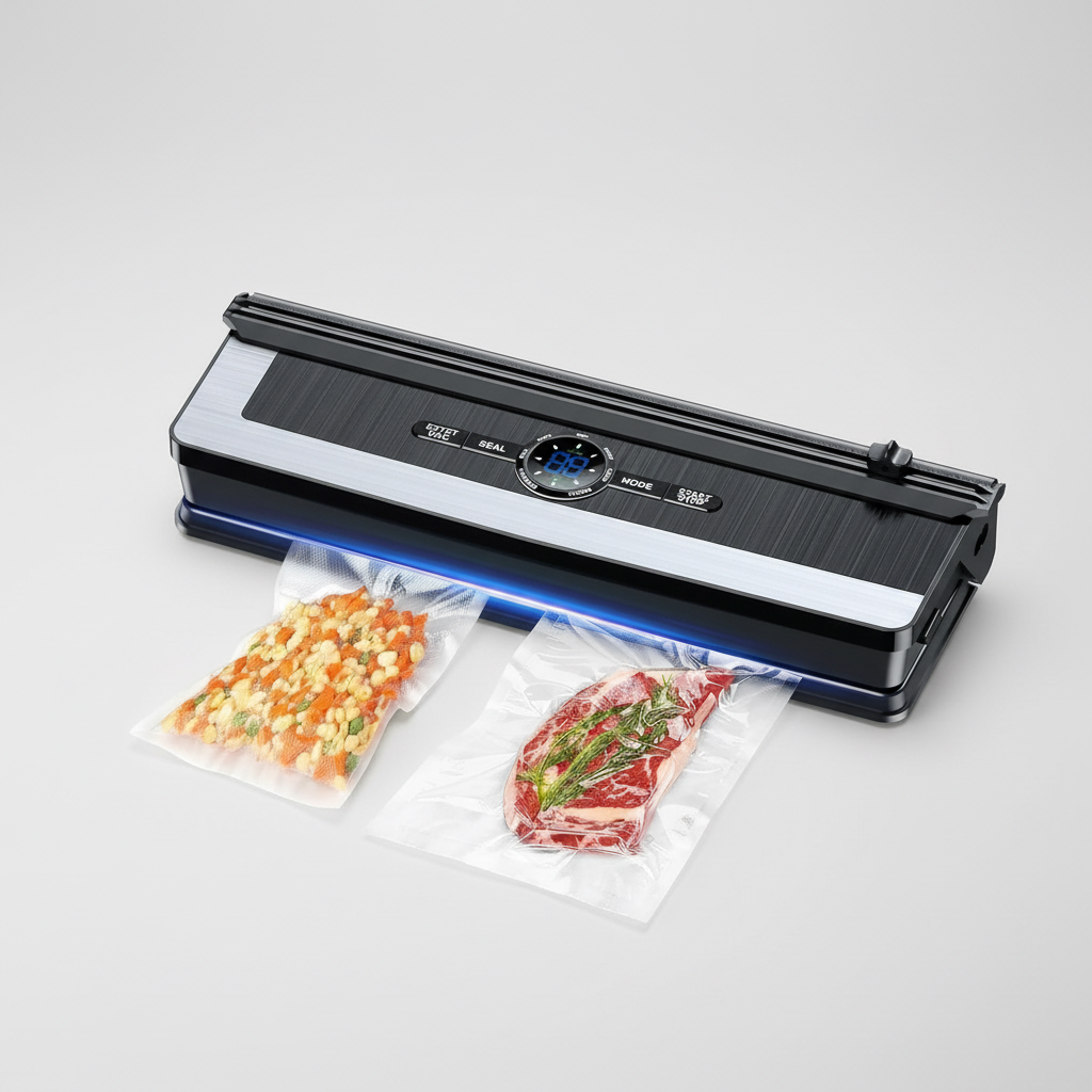 Davy | Professional 8-in-1 Vacuum Sealer | Integrated Precision Cutter | Modes for Dry & Moist Foods | Airtight LED Sealing System | Includes 15 Vacuum Bags
