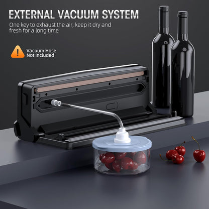 Davy | Professional 8-in-1 Vacuum Sealer | Integrated Precision Cutter | Modes for Dry & Moist Foods | Airtight LED Sealing System | Includes 15 Vacuum Bags