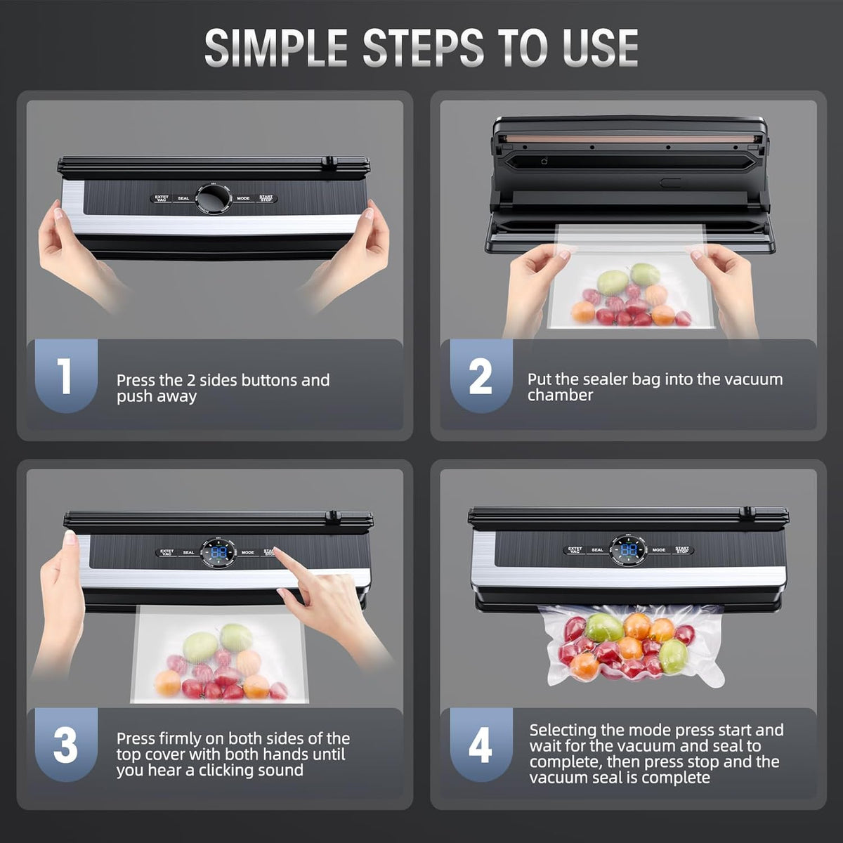 Davy | Professional 8-in-1 Vacuum Sealer | Integrated Precision Cutter | Modes for Dry & Moist Foods | Airtight LED Sealing System | Includes 15 Vacuum Bags