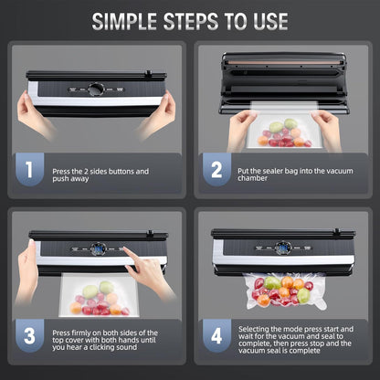 Davy | Professional 8-in-1 Vacuum Sealer | Integrated Precision Cutter | Modes for Dry & Moist Foods | Airtight LED Sealing System | Includes 15 Vacuum Bags