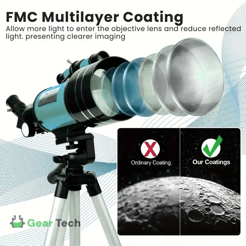 Davy | Professional Astronomical Telescope | 70mm Aperture, 300mm Focal Length & Easy Setup for Stargazing and Nature Exploration