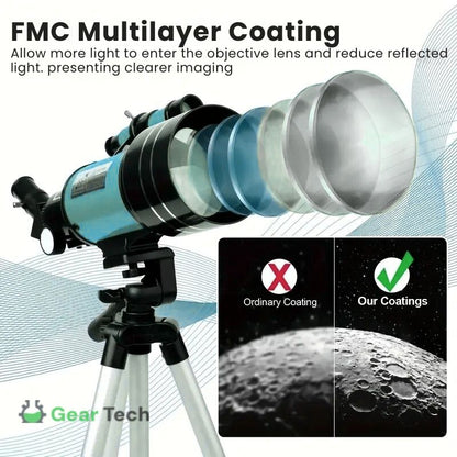 Davy | Professional Astronomical Telescope | 70mm Aperture, 300mm Focal Length & Easy Setup for Stargazing and Nature Exploration
