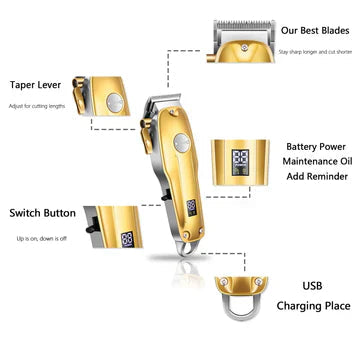 Davy | Professional gold clippers for men, cordless hair grooming set