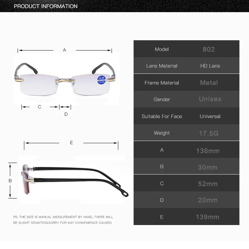Davy | Progressive Reading Glasses with High Hardness and Anti-Blue Light Filter for Distance and Near Vision