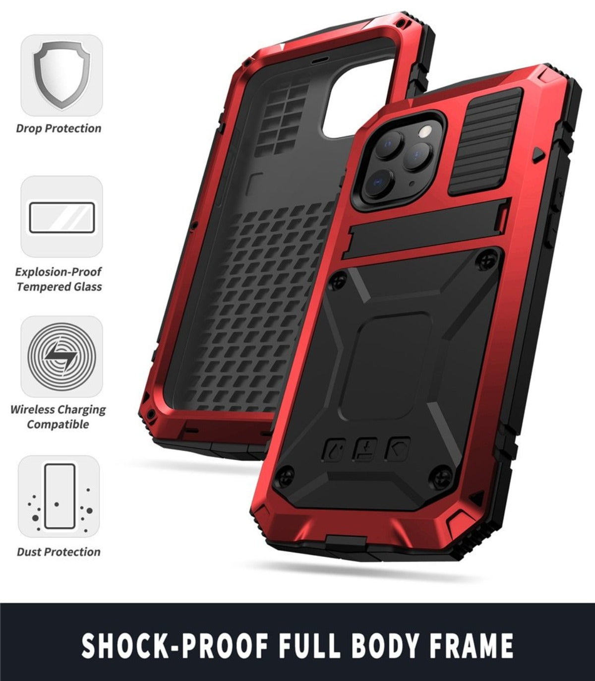 Davy | Protective Shockproof Tempered Glass Metal Case for iPhone