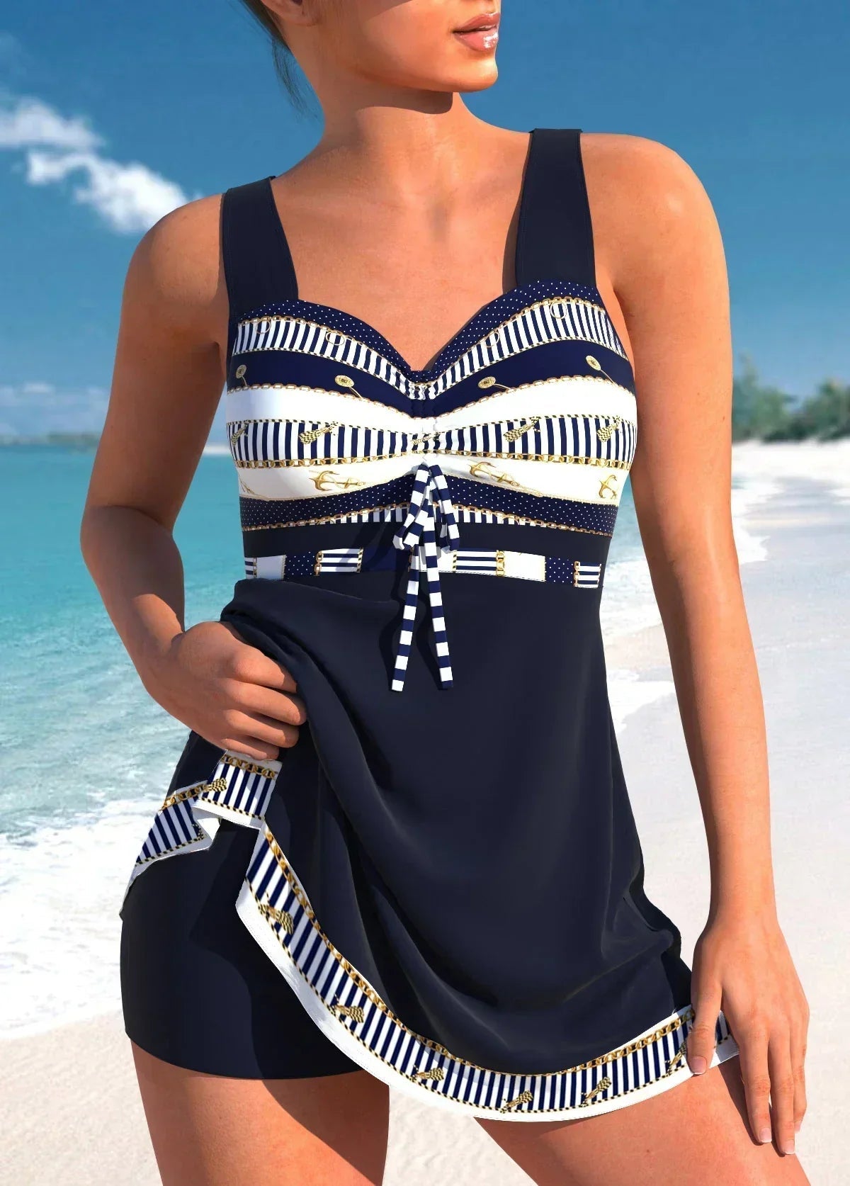 Women's Flattering Swimsuit with Skirted Overlay