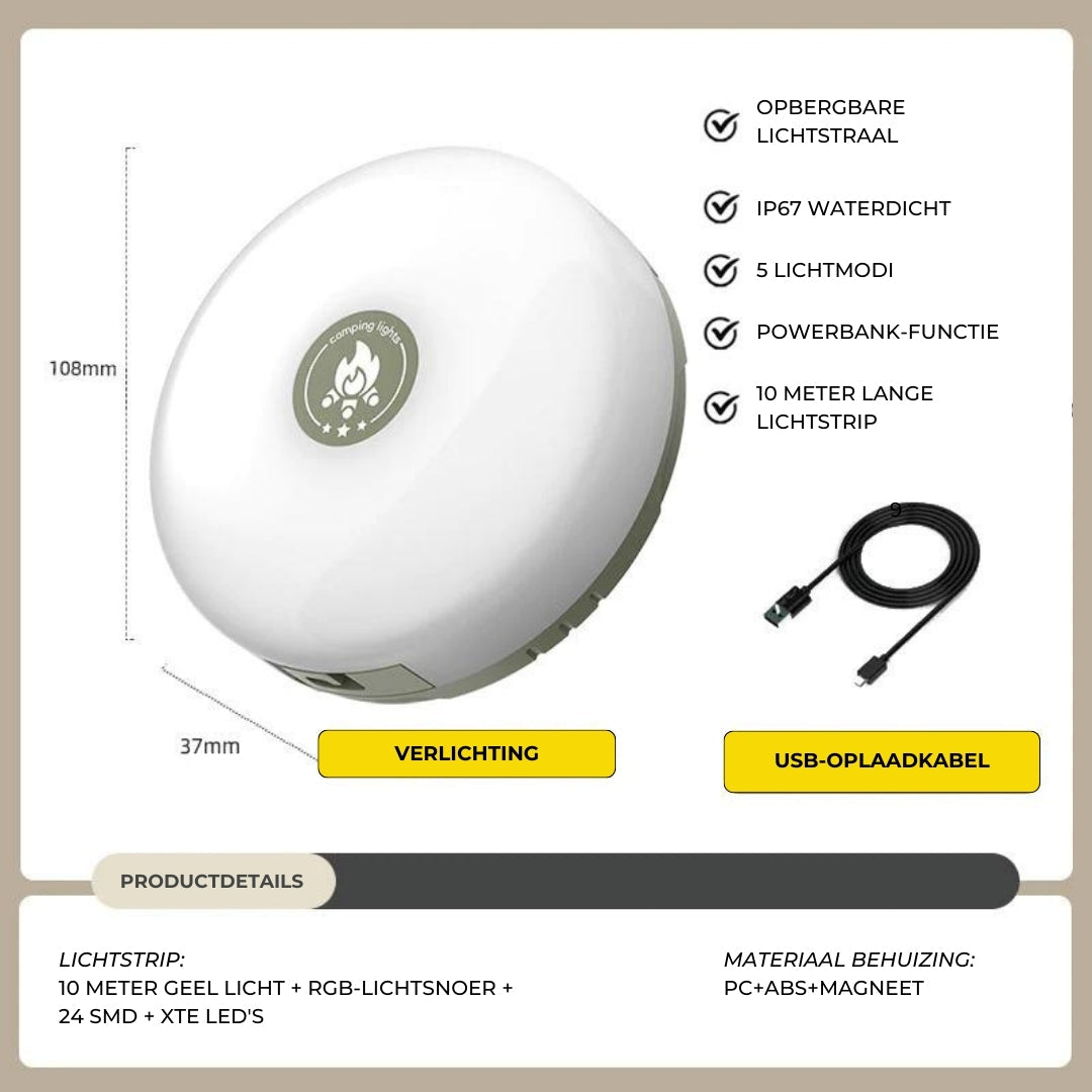 Davy | Rechargeable Outdoor Lantern with LED Strip