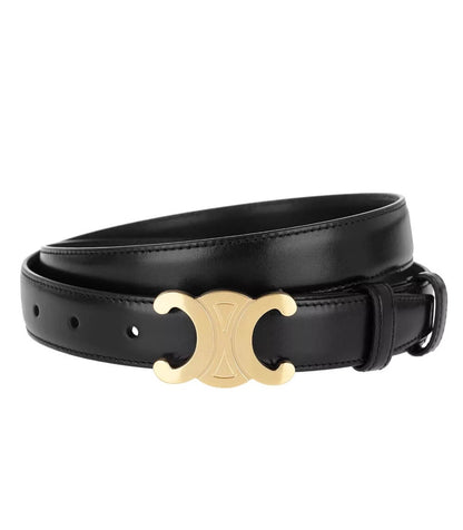 Vegan Leather Belt with Gold CC Logo Buckle