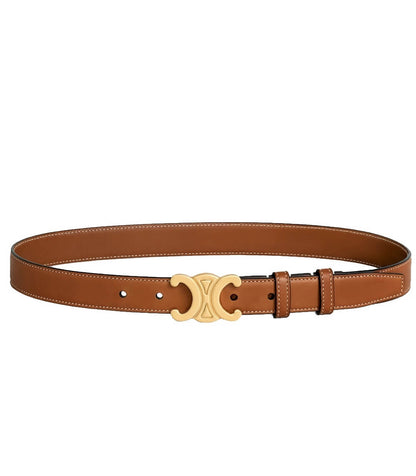 Vegan Leather Belt with Gold CC Logo Buckle