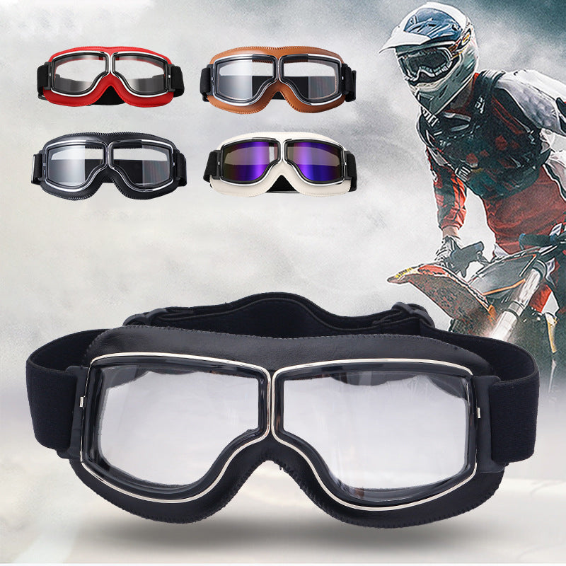 Davy | RoadRider | Vintage Motorcycle Goggles with Interchangeable Lenses and Comfort Padding