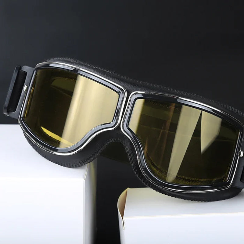 Davy | RoadRider | Vintage Motorcycle Goggles with Interchangeable Lenses and Comfort Padding