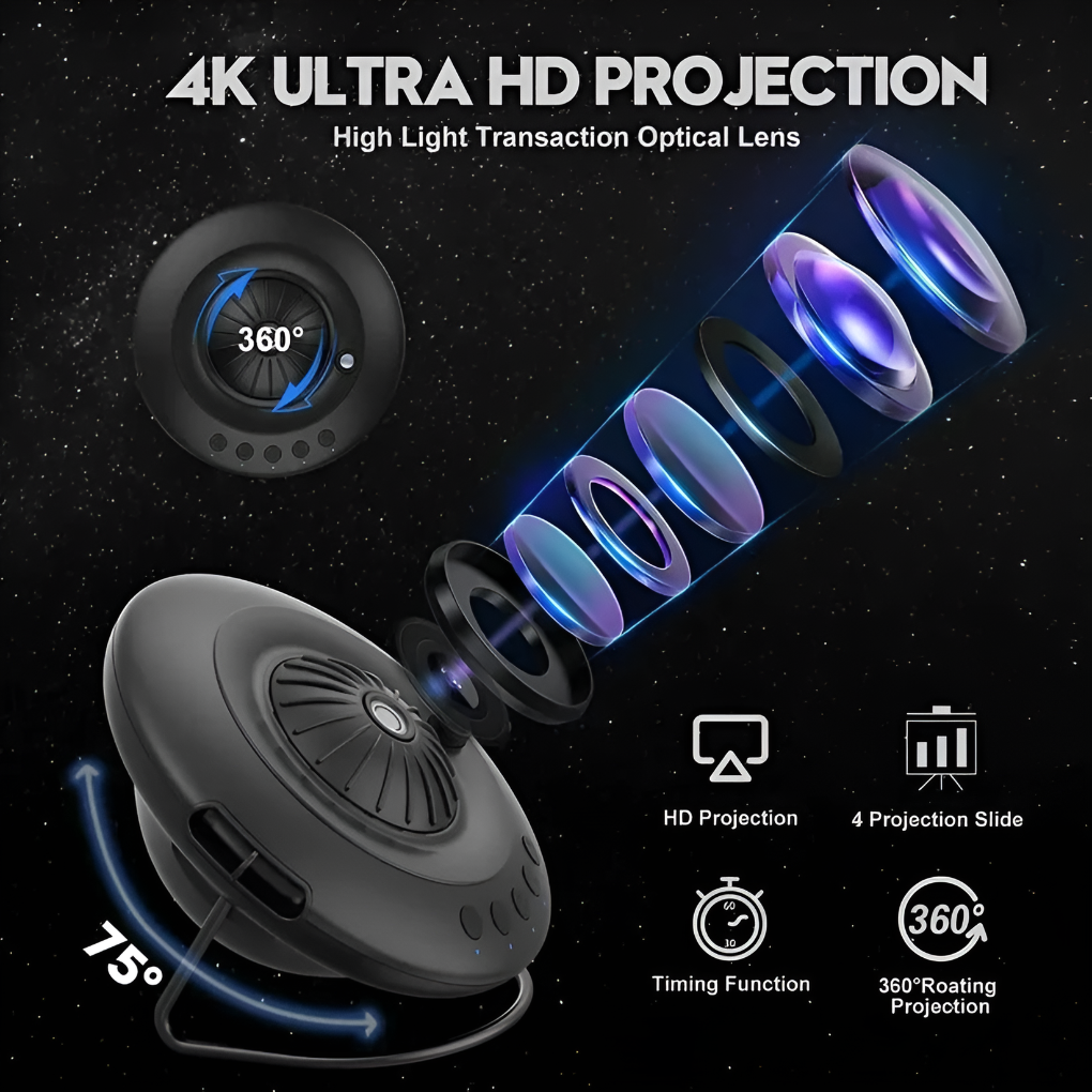 Davy | Rotating Galaxy Projector with Nebula & Stars