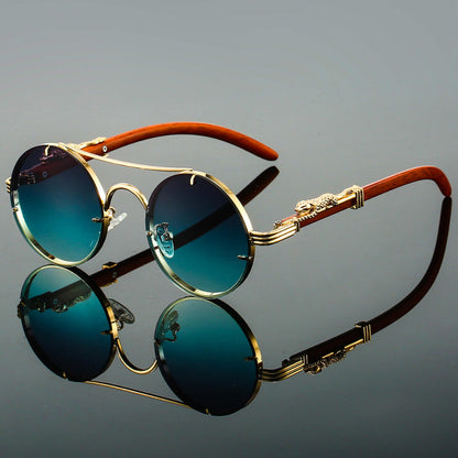 Davy | Round Sunglasses with Animal Detail
