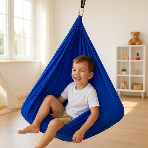 Davy | RustNest Cotton Therapy Sling | Soothing Deep Pressure | Black, 100×280 cm