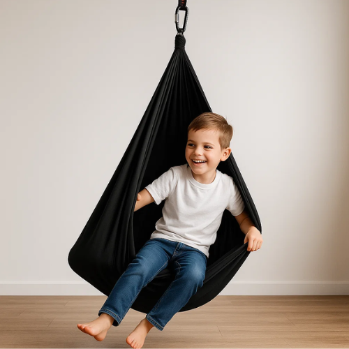 Davy | RustNest Cotton Therapy Sling | Soothing Deep Pressure | Black, 100×280 cm