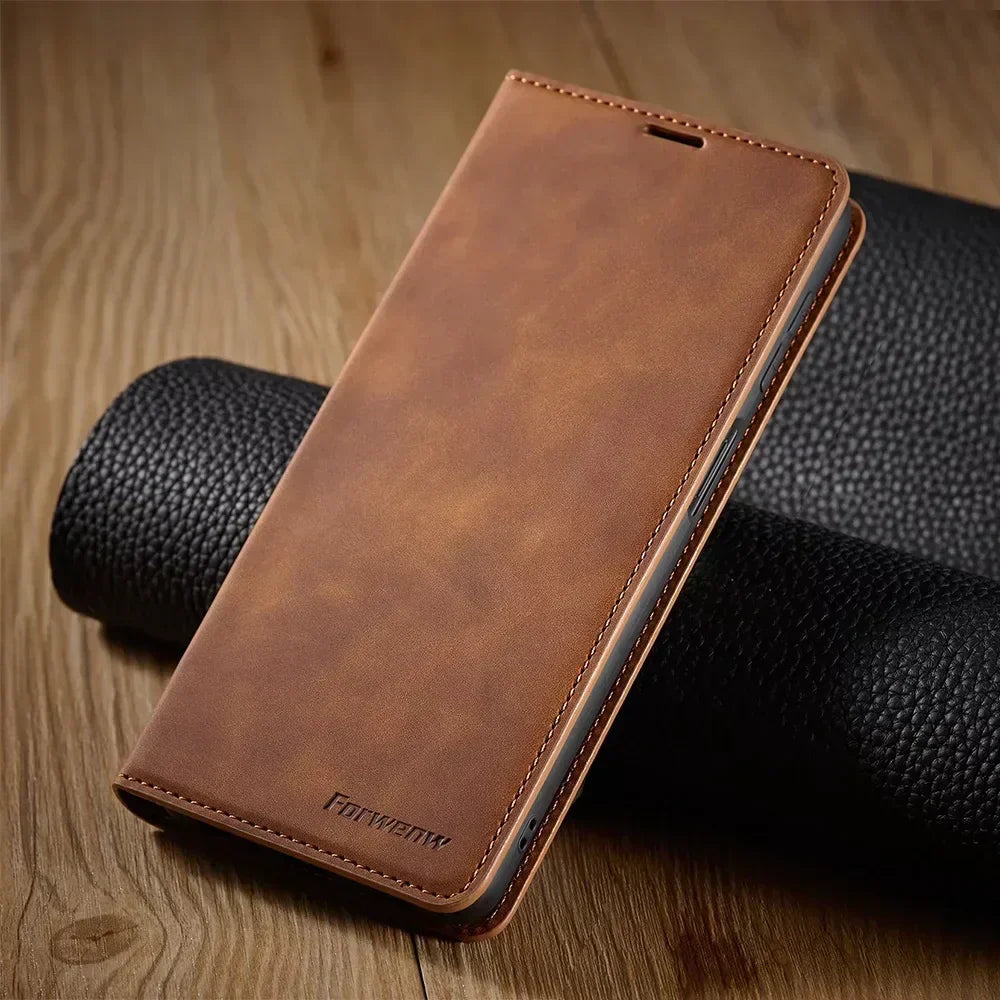 Davy | Leather Magnetic Case for Samsung Phones: Chic Protection