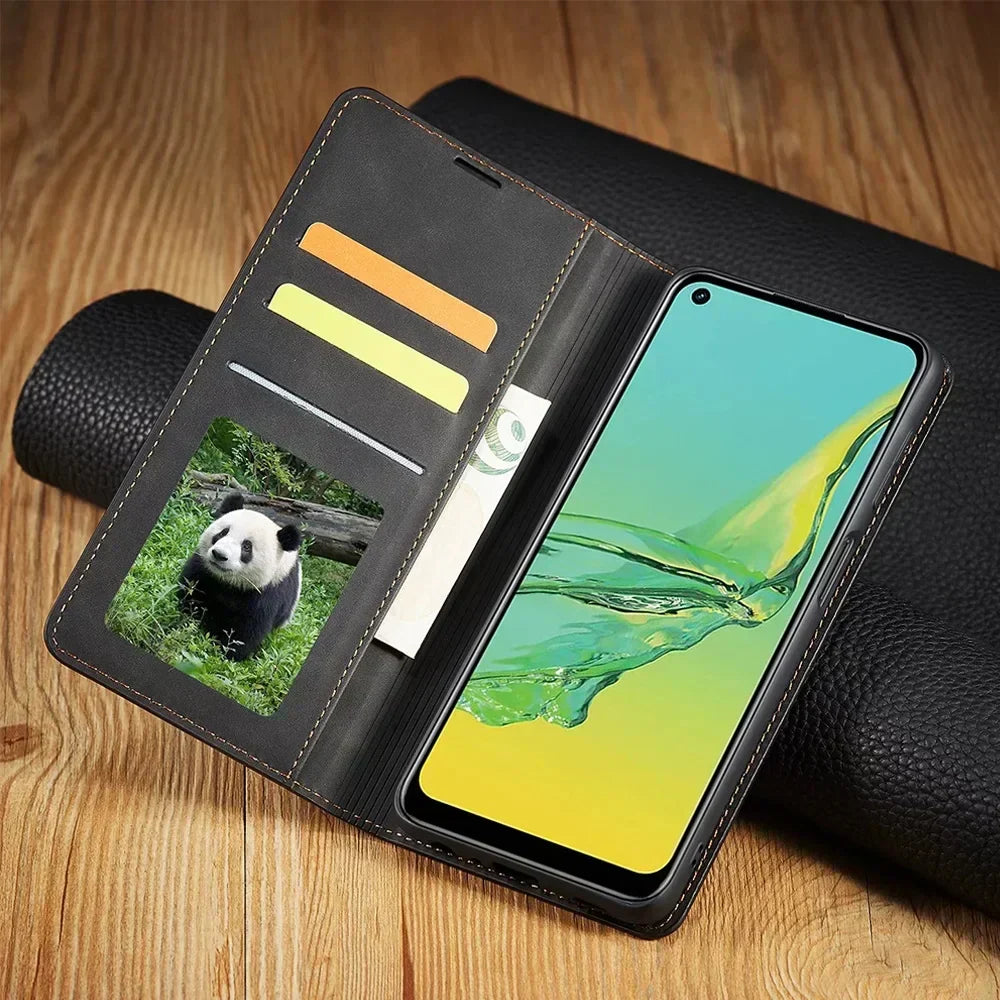 Davy | Leather Magnetic Case for Samsung Phones: Chic Protection