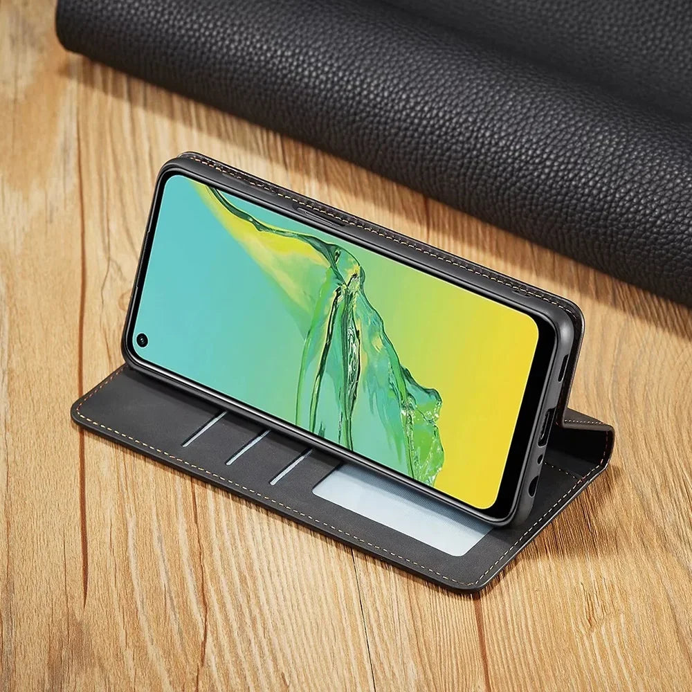 Davy | Leather Magnetic Case for Samsung Phones: Chic Protection