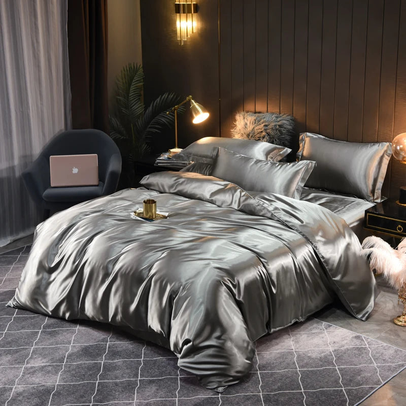 Davy | Satin Duvet Cover Set with Pillowcases