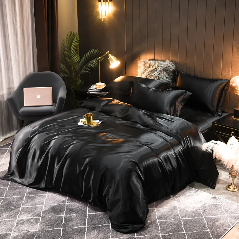 Davy | Satin Duvet Cover Set with Pillowcases