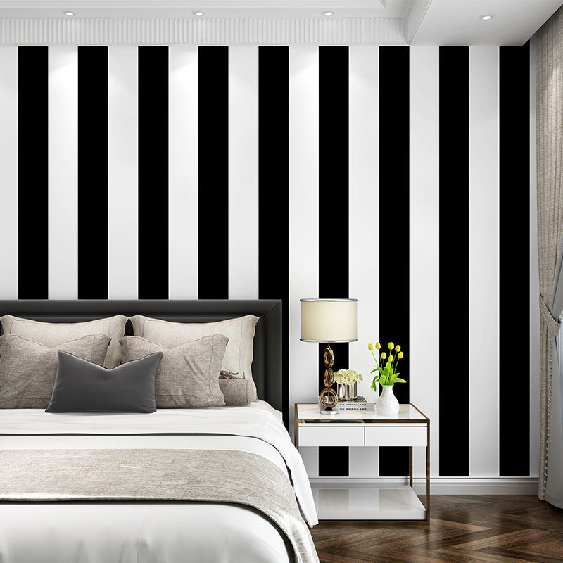 Davy | Simple Wide Stripes Non-Adhesive Wallpaper for Coffee Room and Clothing Store, 33 Feet x 20.5 Inches