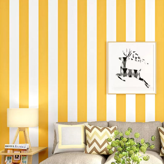Davy | Simple Wide Stripes Non-Adhesive Wallpaper for Coffee Room and Clothing Store, 33 Feet x 20.5 Inches