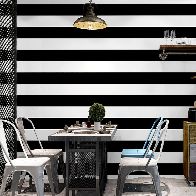 Davy | Simple Wide Stripes Non-Adhesive Wallpaper for Coffee Room and Clothing Store, 33 Feet x 20.5 Inches