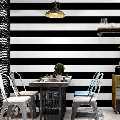 Davy | Simple Wide Stripes Non-Adhesive Wallpaper for Coffee Room and Clothing Store, 33 Feet x 20.5 Inches