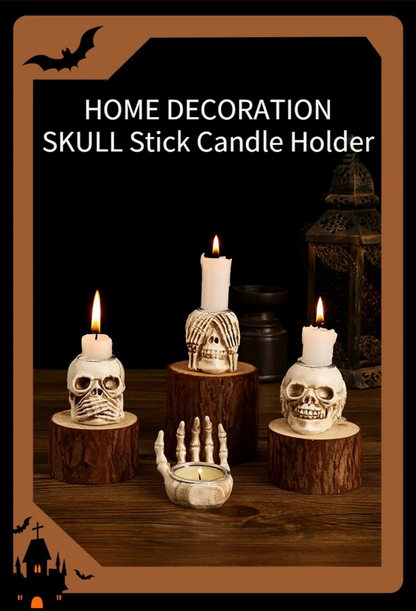 Davy | Skullight 3pc Halloween Skull Candle Holder Set