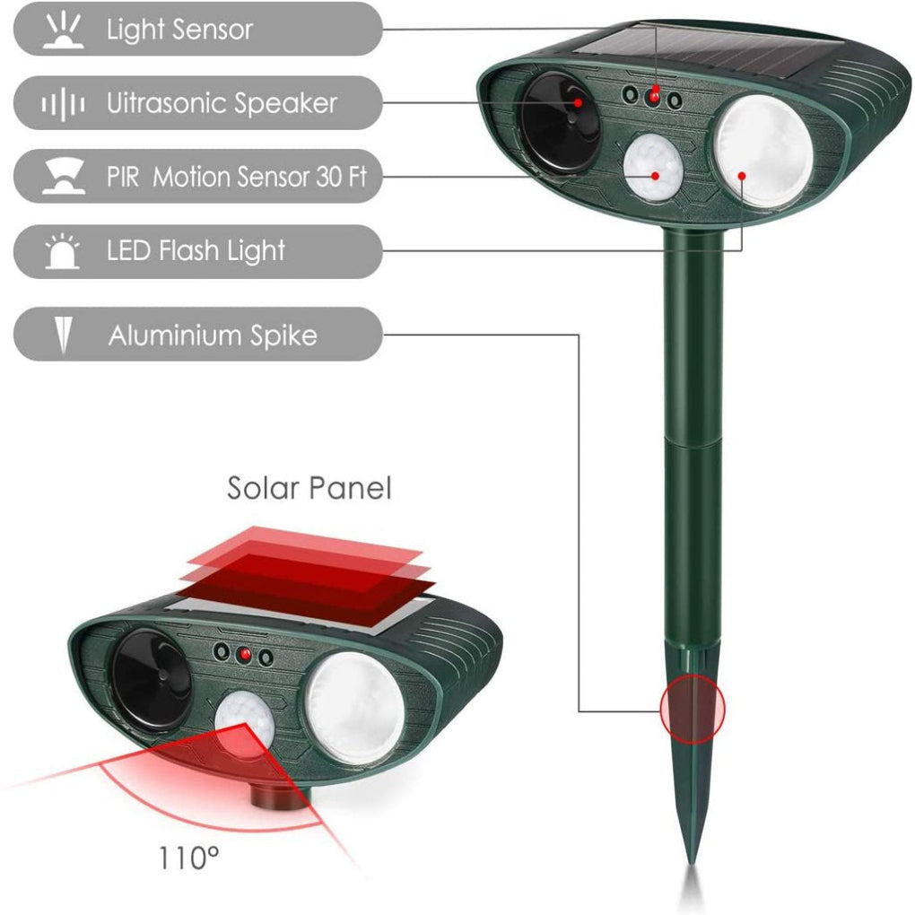 Davy | Solar Ultrasonic Rabbit Repeller with LED Flash Light