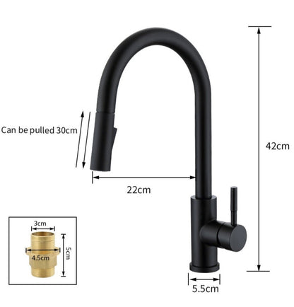 Davy | Smart Pull-Down Kitchen Faucet | Touch-Activated Mixer Tap with Flexible Hose