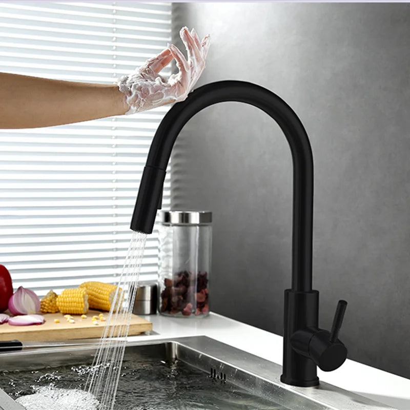 Davy | Smart Pull-Down Kitchen Faucet | Touch-Activated Mixer Tap with Flexible Hose