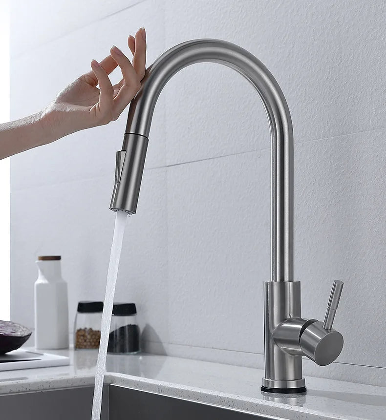Davy | Smart Pull-Down Kitchen Faucet | Touch-Activated Mixer Tap with Flexible Hose