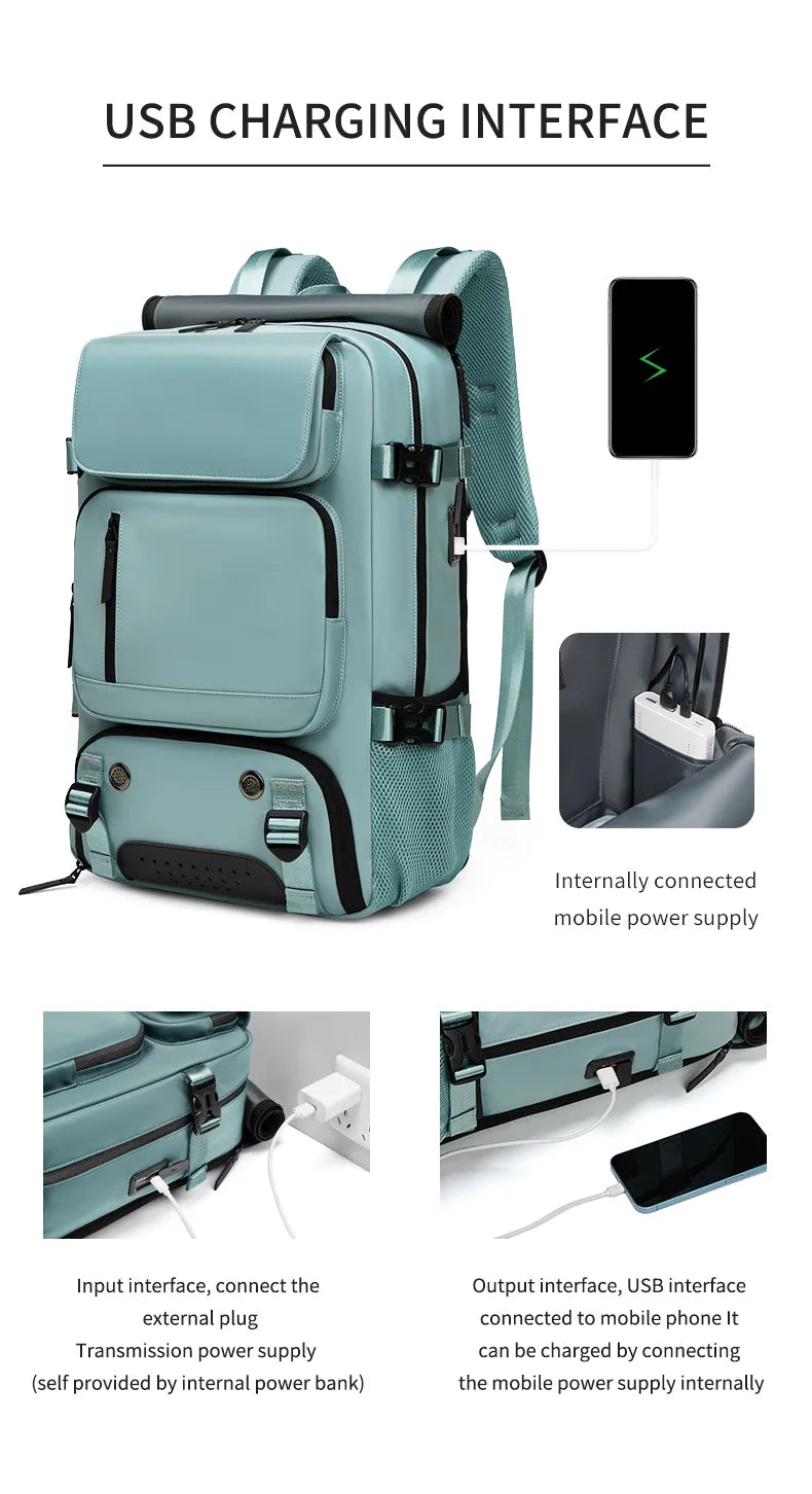Davy | TRAVELMAX Pack – Large Waterproof Travel Backpack with USB Charging Port