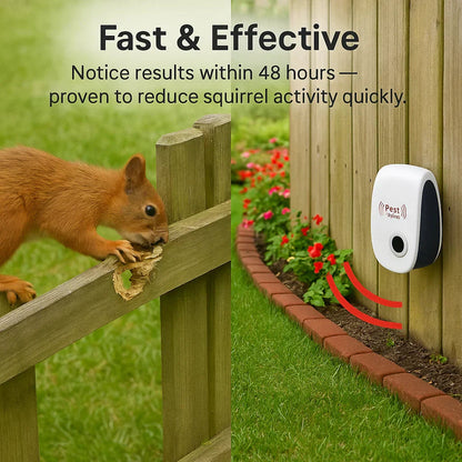 Davy | Ultrasonic Squirrel Repeller Device - Effective Pest Control to Deter Squirrels in 48 Hours for Gardens & Yards