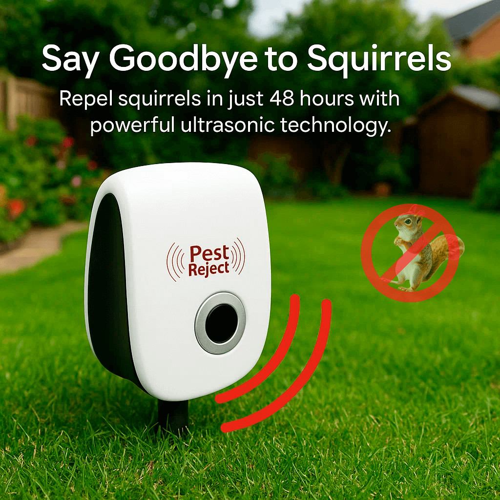 Davy | Ultrasonic Squirrel Repeller Device - Effective Pest Control to Deter Squirrels in 48 Hours for Gardens & Yards