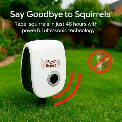 Davy | Ultrasonic Squirrel Repeller Device - Effective Pest Control to Deter Squirrels in 48 Hours for Gardens & Yards