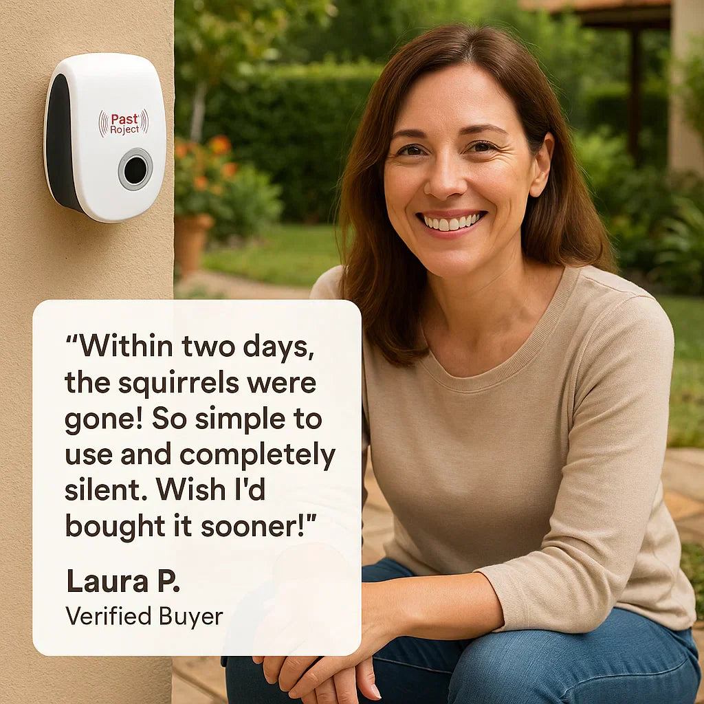 Davy | Ultrasonic Squirrel Repeller Device - Effective Pest Control to Deter Squirrels in 48 Hours for Gardens & Yards