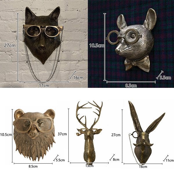 Davy | Quirky Animal Head Wall Sculptures for Decor