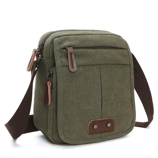 Davy | Unisex Canvas Crossbody Bag with Zipper Pocket
