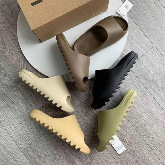 Cushioned Cloud Slides with Ridged Sole