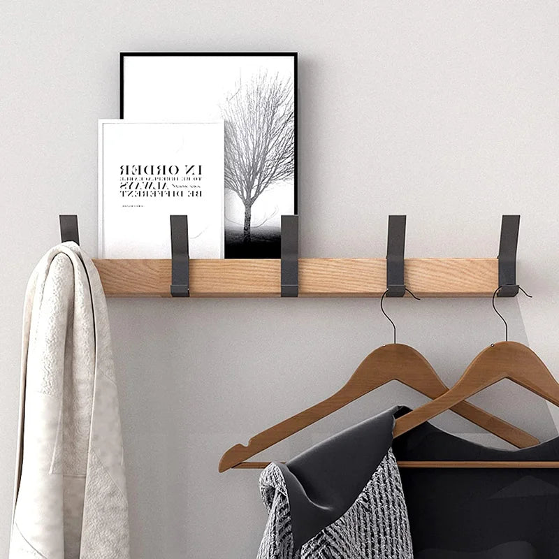 Davy | Wall wardrobe with movable hooks – Scandinavian design made of wood and metal