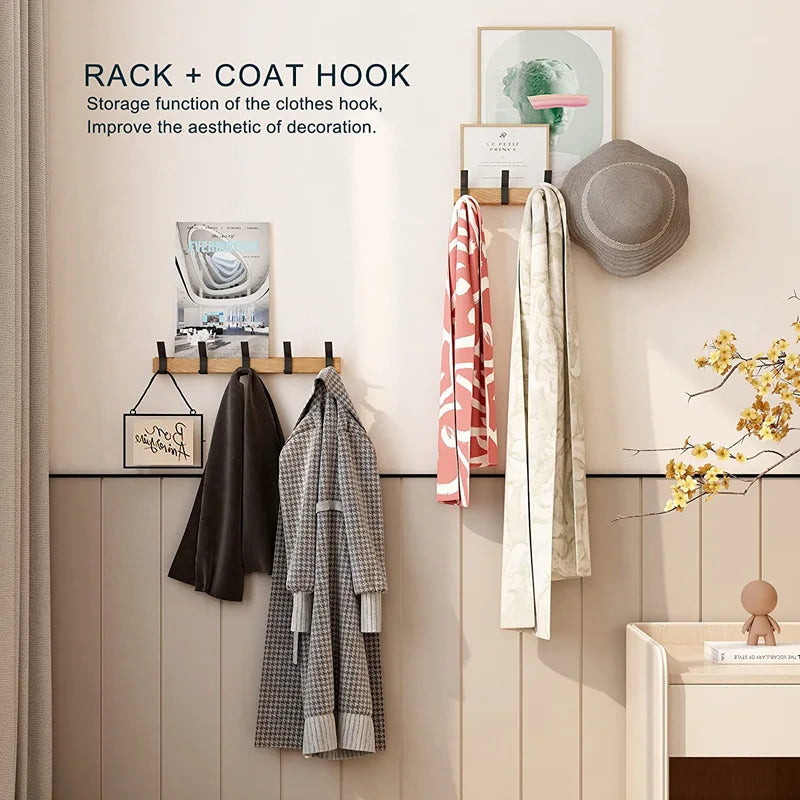 Davy | Wall wardrobe with movable hooks – Scandinavian design made of wood and metal