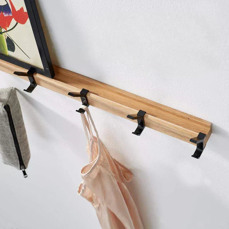 Davy | Wall wardrobe with movable hooks – Scandinavian design made of wood and metal