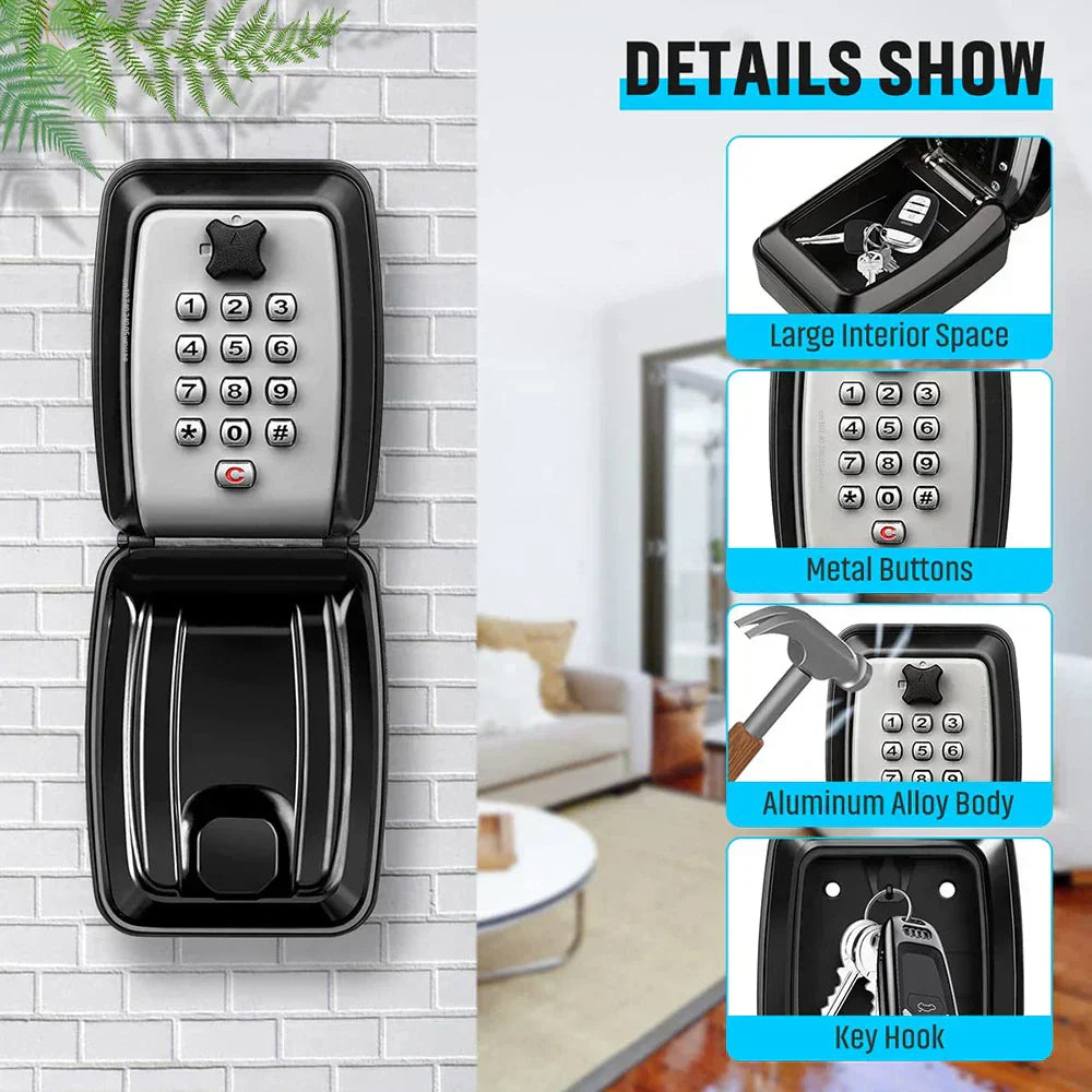 Davy | Waterproof Wall-Mounted Key Box – Outdoor Lockable Key Storage with Combination Code
