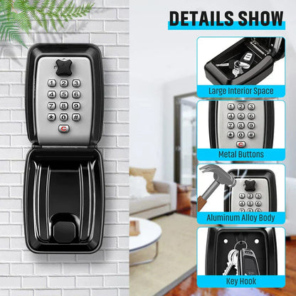 Davy | Waterproof Wall-Mounted Key Box – Outdoor Lockable Key Storage with Combination Code
