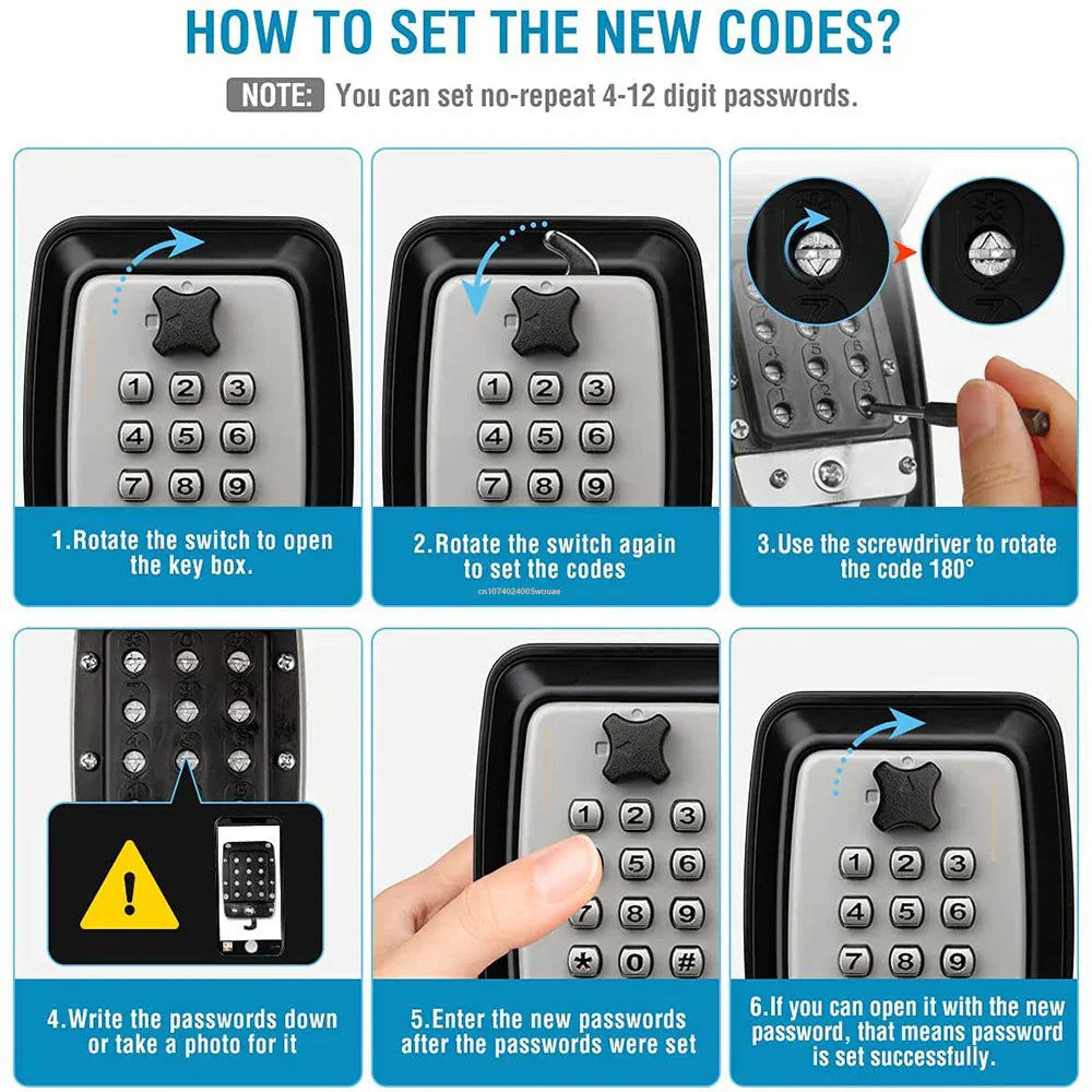 Davy | Waterproof Wall-Mounted Key Box – Outdoor Lockable Key Storage with Combination Code