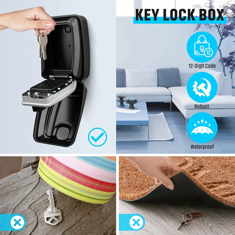 Davy | Waterproof Wall-Mounted Key Box – Outdoor Lockable Key Storage with Combination Code